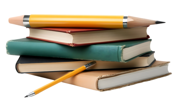 A stack of books with pencils, symbolizing education and learning.