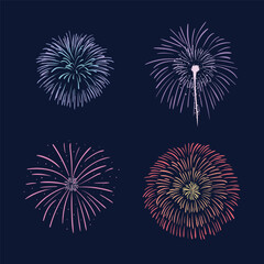 A vector drawing of a firework icon bursting with multiple colors