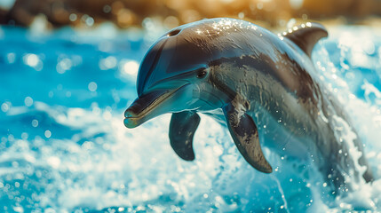 Dolphin Jumps Amidst Aquatic Life