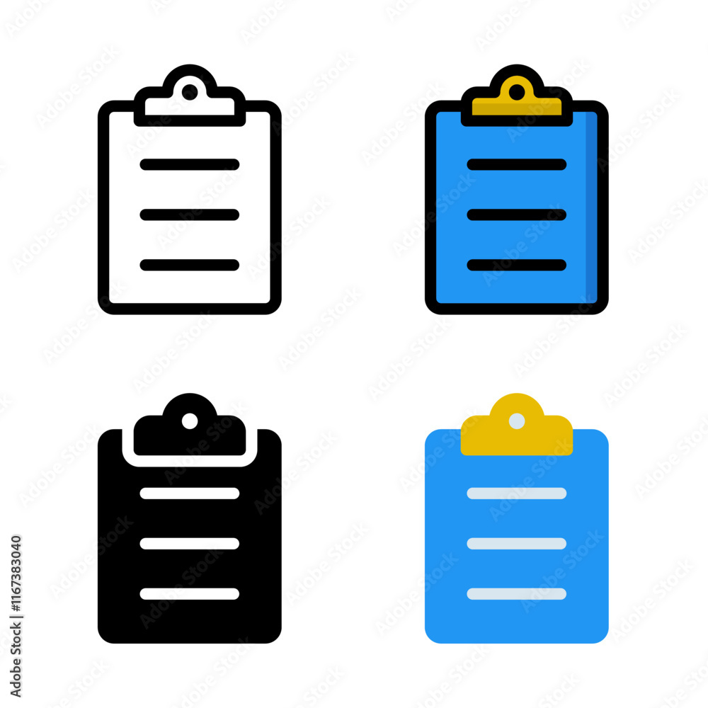 Poster clipboard icon set. suitable for document checklist symbol and to do list. paperboard icon.