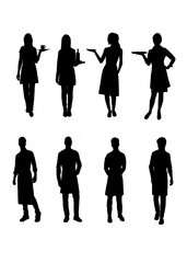 set silhouette of a waiters