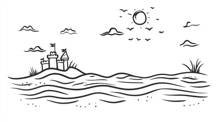 Sandcastle on an Island by the Sea Under a Sunny Sky