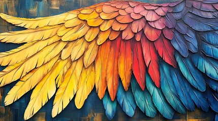Obraz premium Vibrant Colorful Wing Painting Artistic Feathers Display