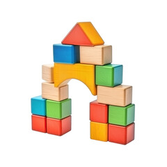 Obraz premium Wooden building blocks isolated on transparent or white background