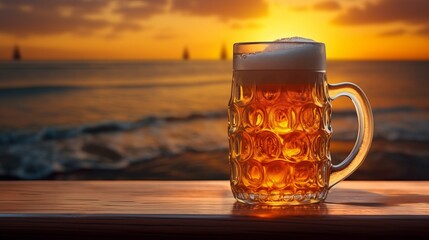 A mug of light beer on the table
