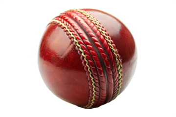 Close up of cricket ball isolated on white background as transparent. PNG. AI GENERATED