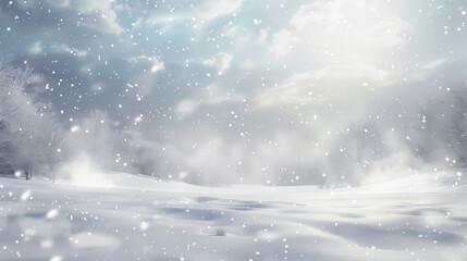 Fototapeta premium Tranquil Snowfall Over a Winter Landscape 