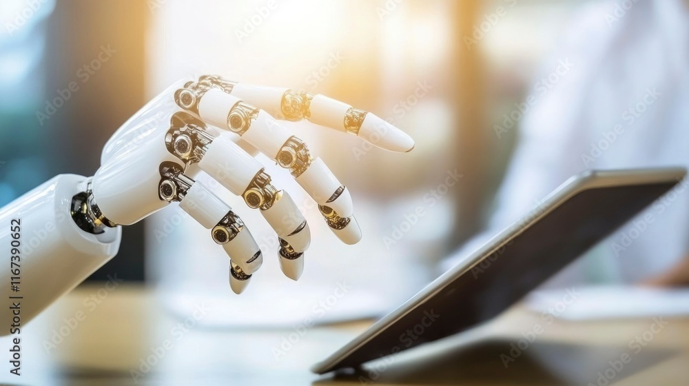 Poster robotic hand using a digital tablet device