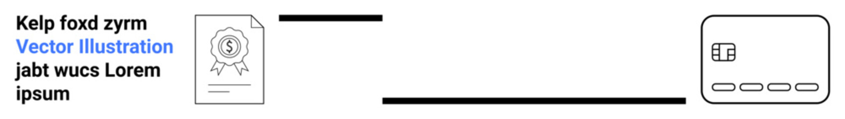 Certificate with dollar sign medallion connected to a credit card via horizontal lines, representing achievement and financial goals. Ideal for success, certification, finance, banking, rewards