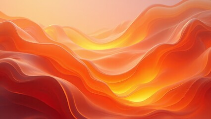 Fiery Flow: Abstract 3D Render of Glowing Orange Waves