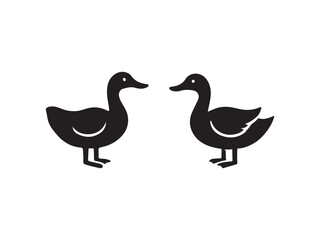 Obraz premium duck and ducklings vector sihouetee on white background.