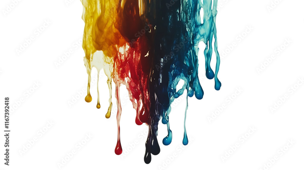 Poster A vibrant abstract splash of colors dripping downward, creating a dynamic visual effect.