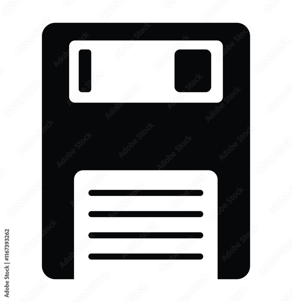 Poster floppy disk line icon vector. thin linear, regular and button style design isolated on white backgro
