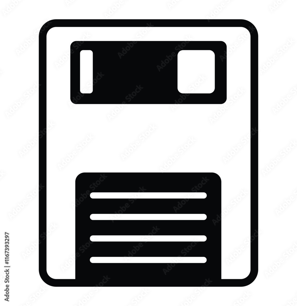 Poster Floppy disk icon. Simple solid style. Save file button, computer memory backup, diskette, technology contact. Black silhouette, glyph symbol. disk line icon vector. Design eps 10
