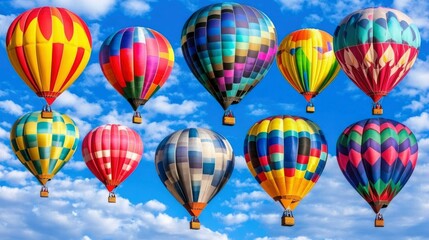Fototapeta premium Colorful Hot Air Balloons Soaring Through A Sunny Sky