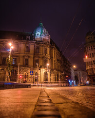 Fototapeta premium Walking through the streets of old Lviv, you can see a lot of interesting architecture.