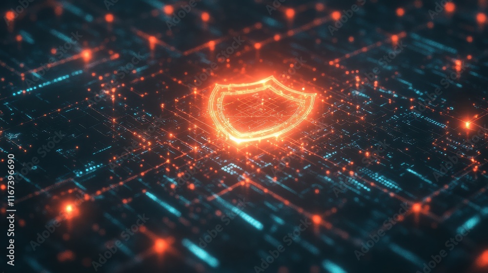 Poster digital shield concept representing data security and protection
