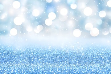 Fototapeta premium Blue Glitter Background with Soft Bokeh and Blurred Sparkling Effect