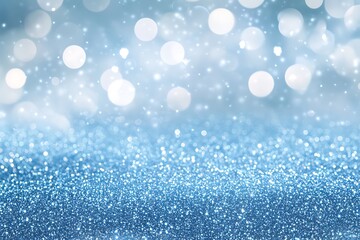 Obraz premium Blue Glitter Background with Soft Bokeh and Blurred Sparkling Effect