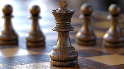Fototapeta premium Chess strategy game in a competitive setting close-up of king piece engaging environment focused viewpoint