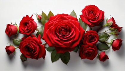 Obraz premium Beautiful Arrangement of Red Roses on a Light Background