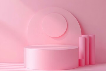 Pink Geometric Display Podium