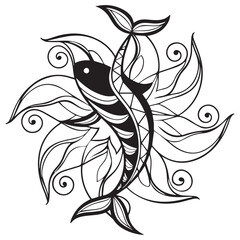 Uniqe Mandala Fish Style Pattern Illustration