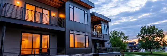 real estate photo of modern duplex -