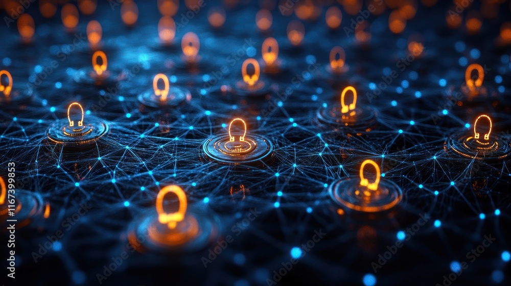 Poster abstract representation of interconnected security nodes