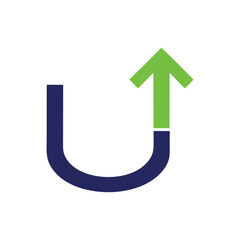 Level Up Logo Design with Upward Arrow.