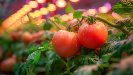 Artifically Grown Tomatoes Under Grow Lights