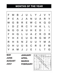 word search Months of the Year