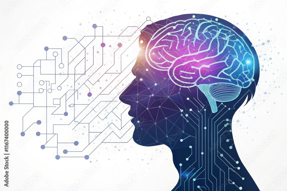 Poster ai concept of brain with space for text