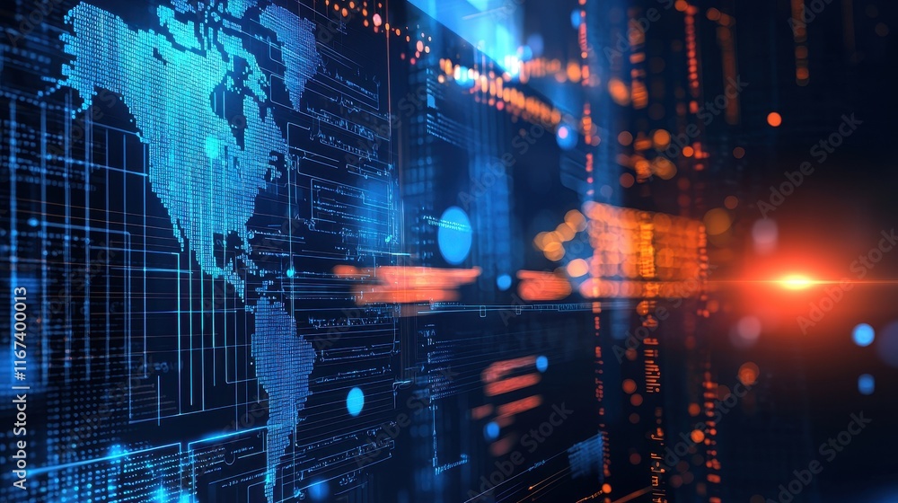 Aufkleber data visualization event showcasing global connectivity in technology digital environment futuristic