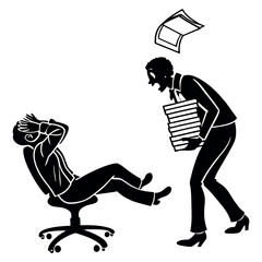 Playful Office Worker In Office shilouette illustration