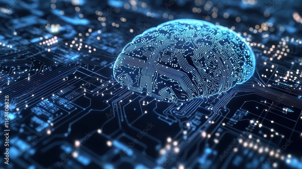 Poster artificial intelligence development digital network infographic tech environment data visualization 