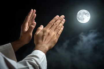 Hands of muslim man praying