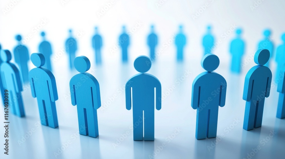 Poster unity in diversity blue figures representing community and collaboration in a minimalist environment