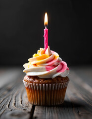 birthday cupcake with candle