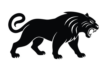 Monochrome tiger silhouette black and white illustration.eps