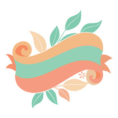 Retro inspired banner with curves and floral patterns vactor illustration