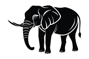 Monochrome elephant silhouette black and white illustration.eps