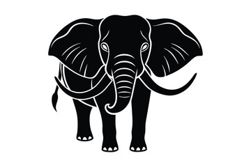 Monochrome elephant silhouette black and white illustration1.eps