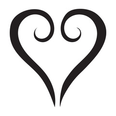 Elegant Swirling Heart Silhouette Design Romantic Vector Illustration