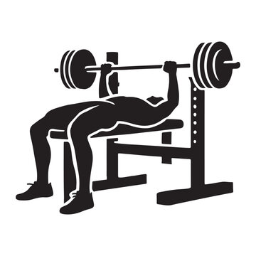 Man Performing Bench Press Silhouette Illustration