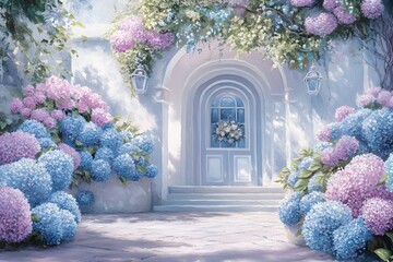 Charming Hydrangea-Lined Courtyard