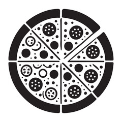 Silhouette Illustration of a Delicious Pizza