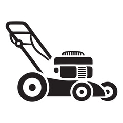 Black Silhouette Lawn Mower Vector Illustration
