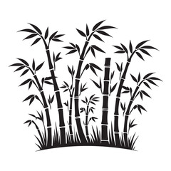 Dark Silhouette Illustration of a Bamboo Forest