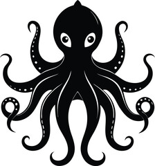 Octopus silhouette, octopus silhouette vector icon isolated on white background